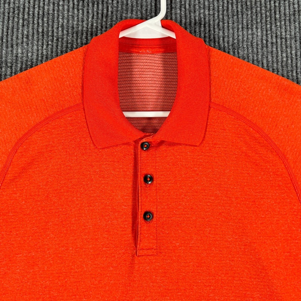 Lululemon Polo Shirt Mens Large Orange Short Sleeve Active Casual Lightweight